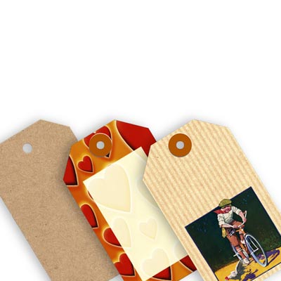 Etiquetas de cartulina sin hilo.